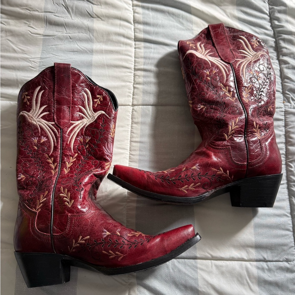 Red Embroidered Western Boots - image 1